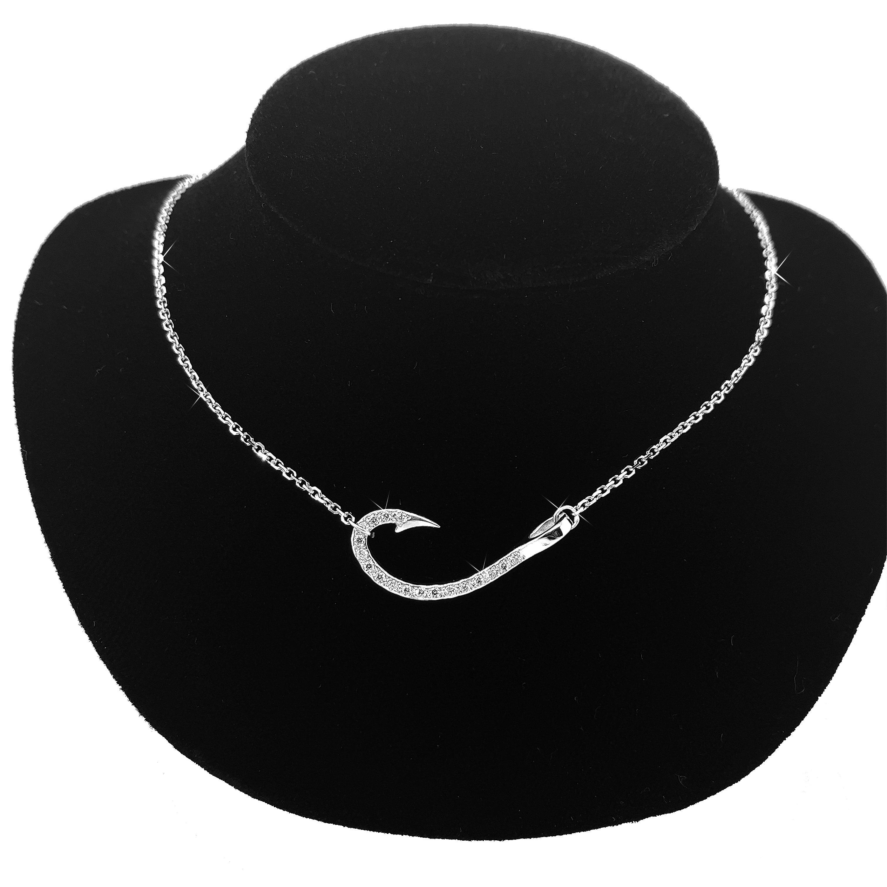 GOLD Sideways Diamond Hook Necklace
