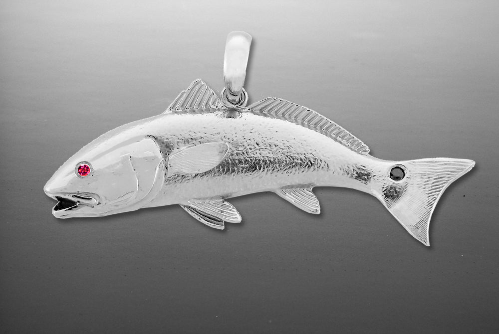 Large Sterling Silver Redfish Pendant