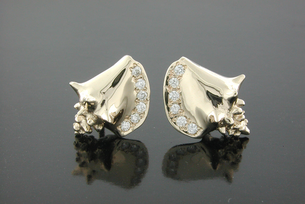 Conch Shell Diamond Earrings