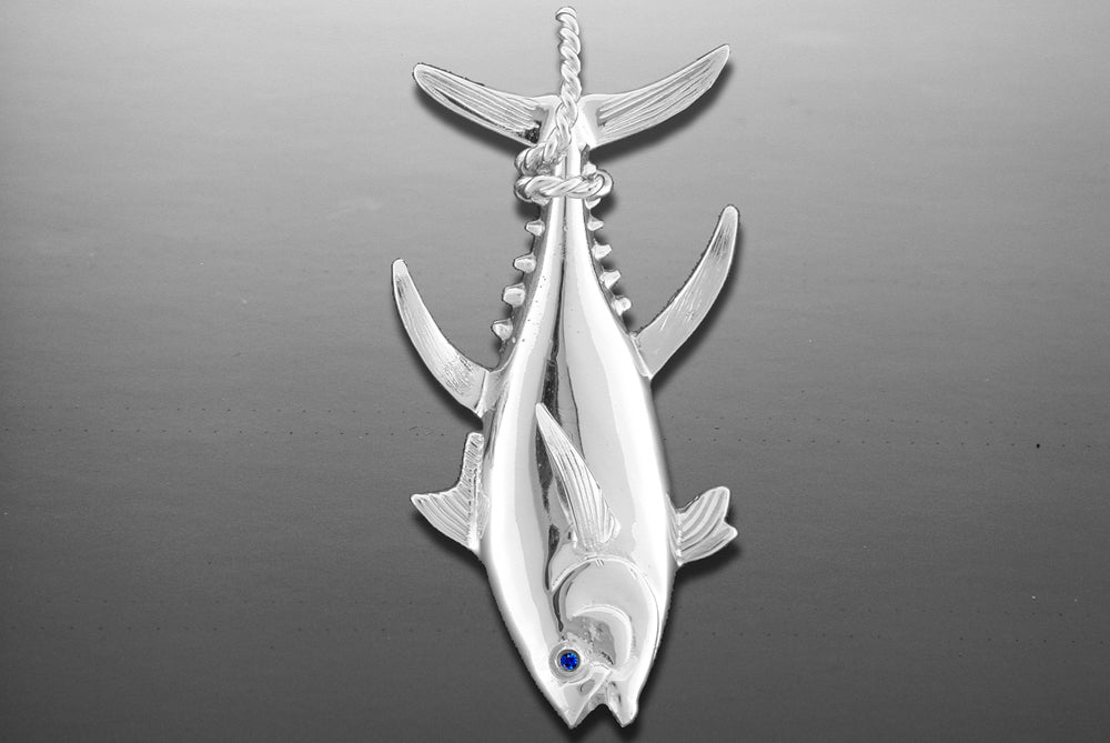Sterling Silver Tail Wrap Tuna Pendant