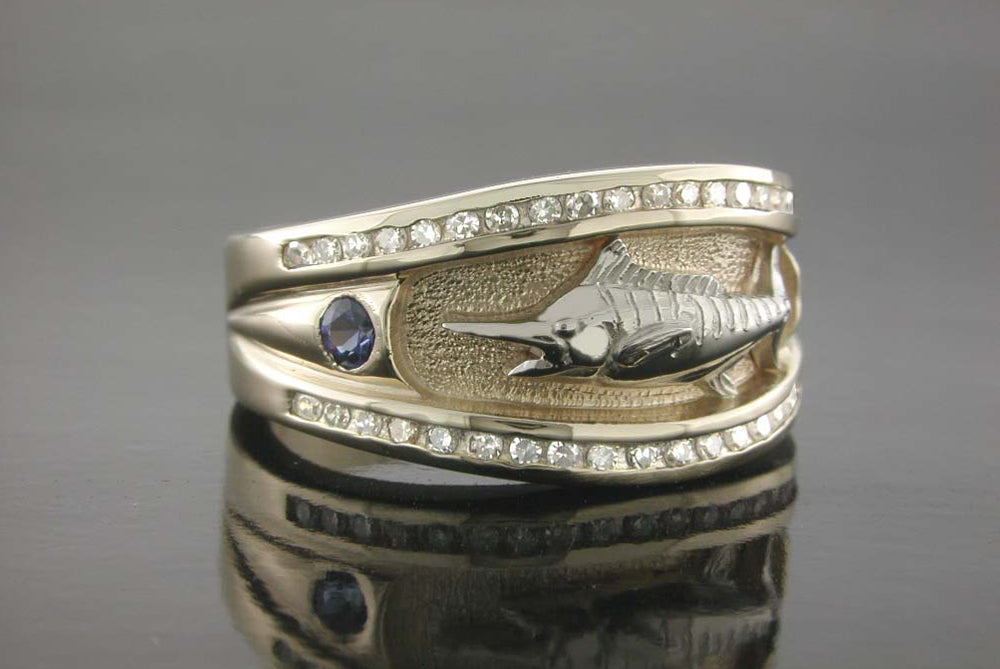 Ladies Sapphire & Diamond Marlin Platform Ring