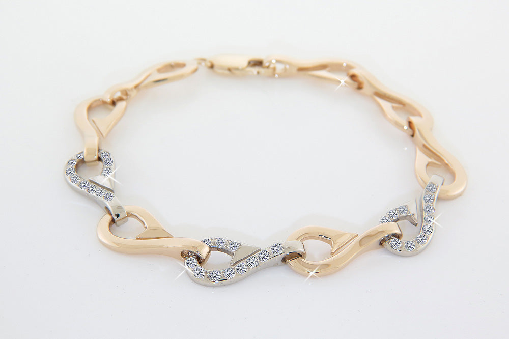 Three Diamond Gold Hooks Ladies Multi Hooked Up Bracelet