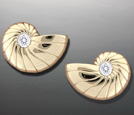 Diamond Nautilus Shell Earrings