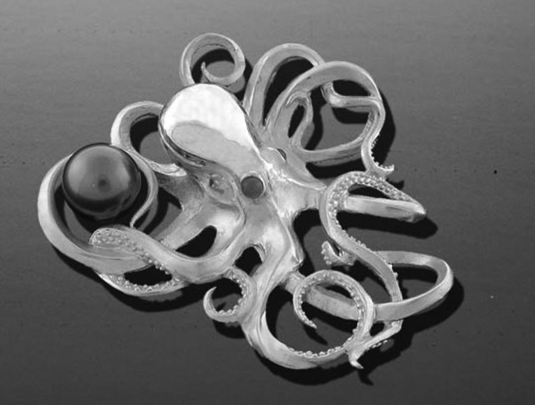 Silver Octopus Pin Pendant