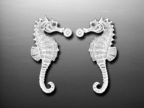 Silver Seahorse Post Earrings
