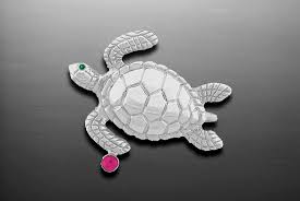 Silver Loggerhead Turtle Pendant