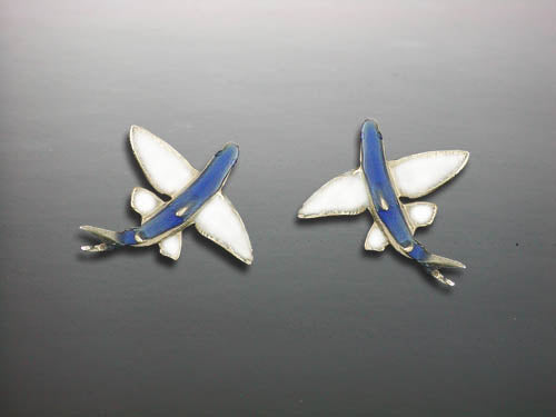 Small Flying Fish Ceramic Earrings