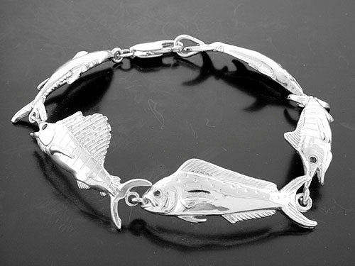 Sterling Silver Mixed Fish Bracelet