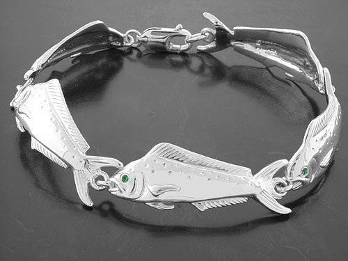 Sterling Silver Multi Mahi Dolphins Bracelet