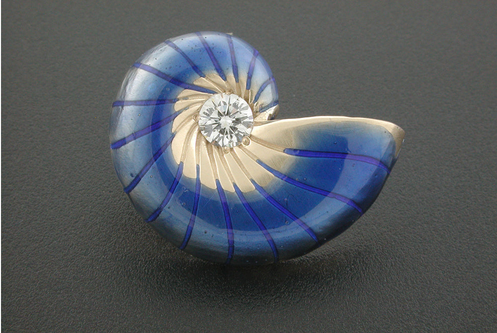 Nautilus Enamel and Diamond Earrings