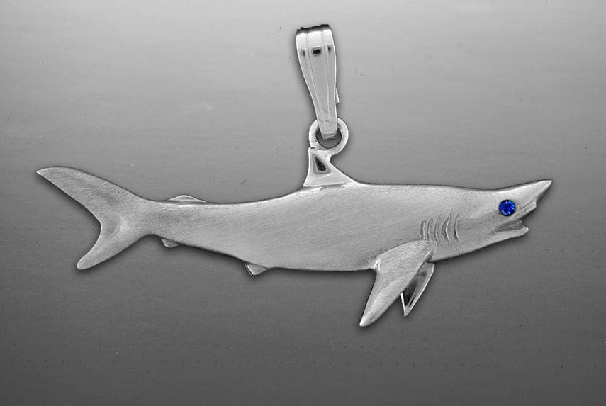 Silver Black Tip Shark Pendant