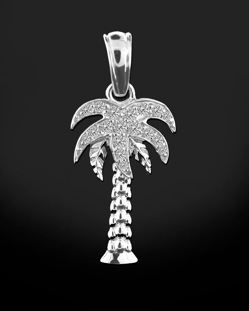 Tiny Diamond Palm Tree Pendant